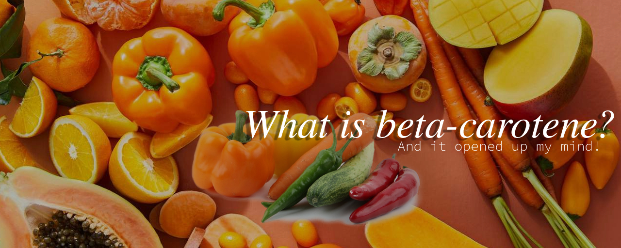 "베타카로틴이란 무엇인가요?" 시작 섬네일(베타카로틴 음식과 영문 글자가 있다)